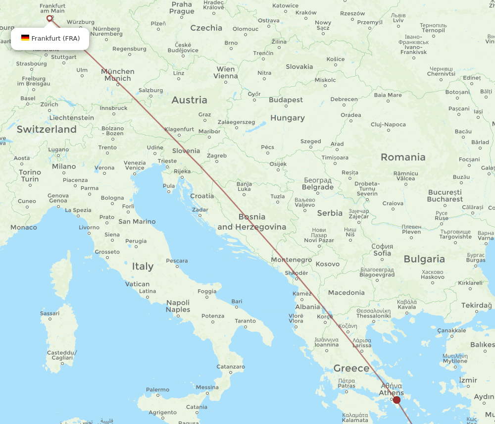 Frankfurt - Sitia route map and flight paths