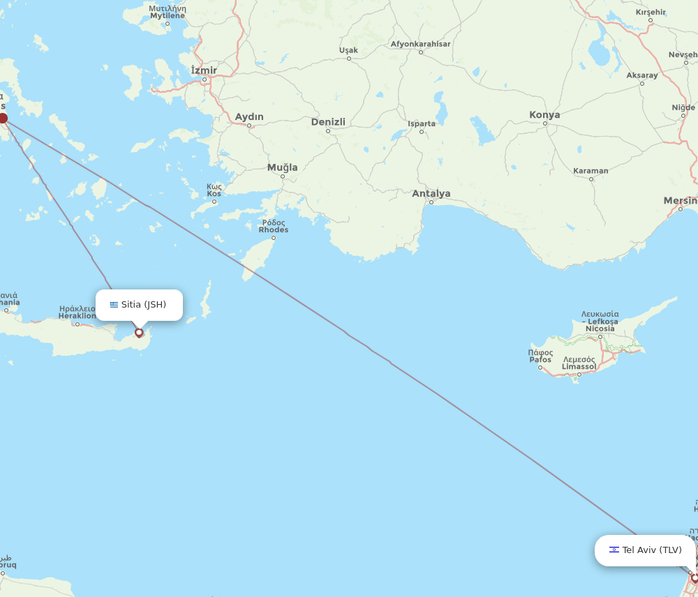 TLV to JSH flights and routes map