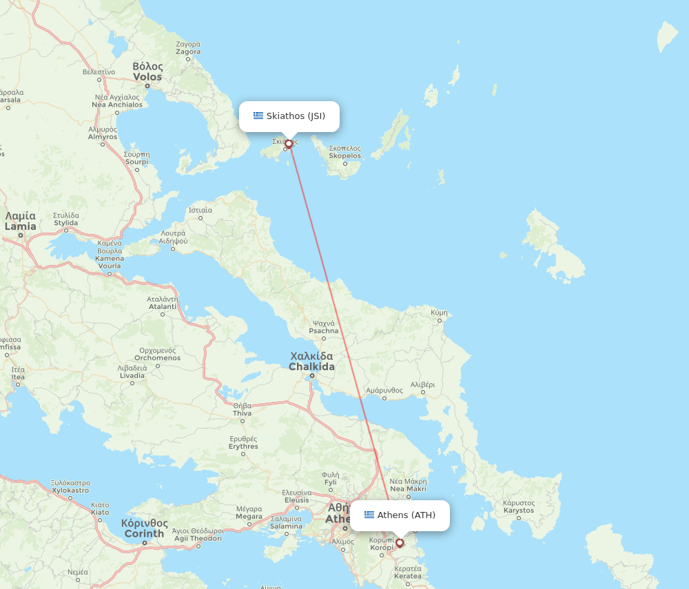 Skiathos - Athens route map and flight paths