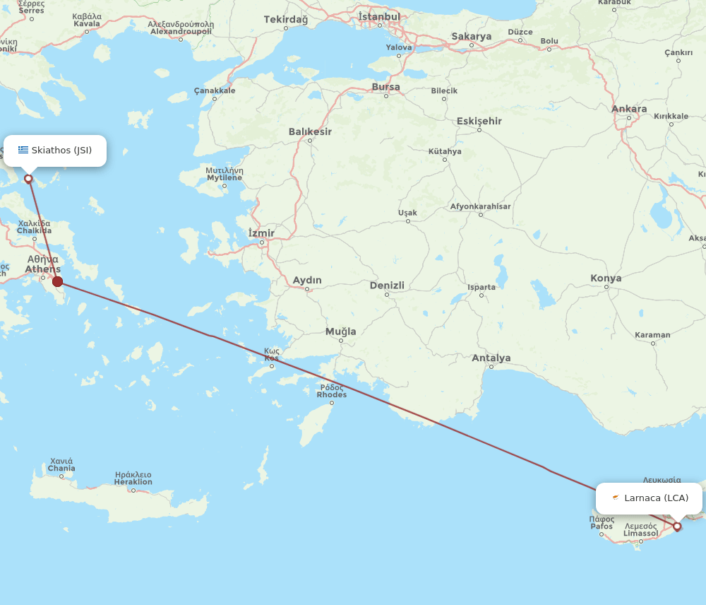 JSI-LCA flight routes