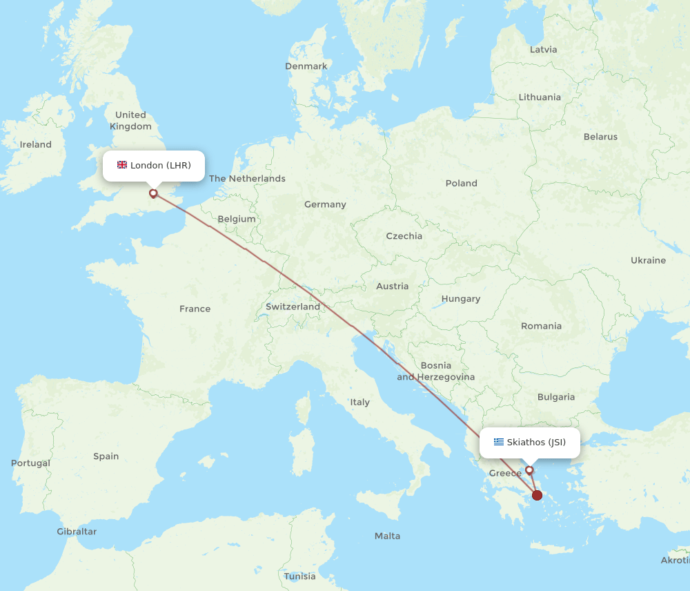 JSI-LHR flight routes
