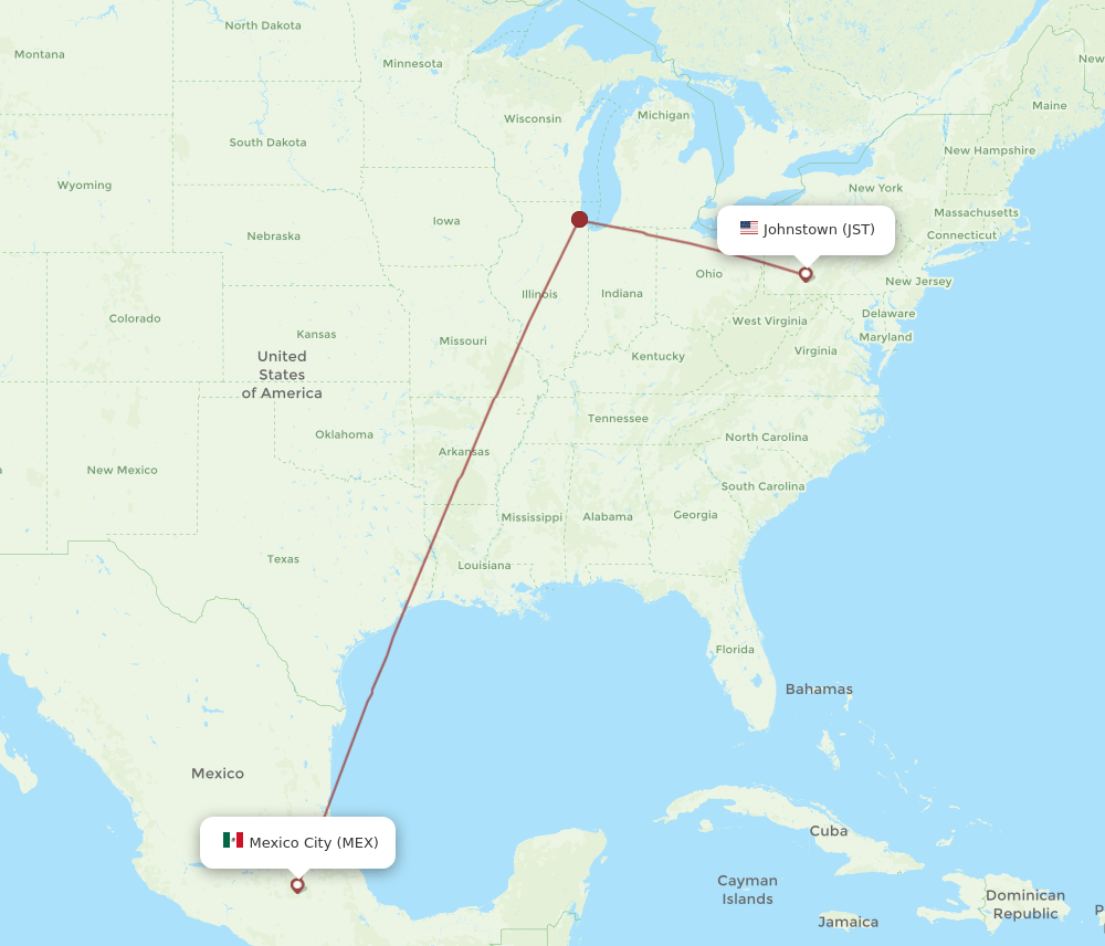 JST-MEX flight routes