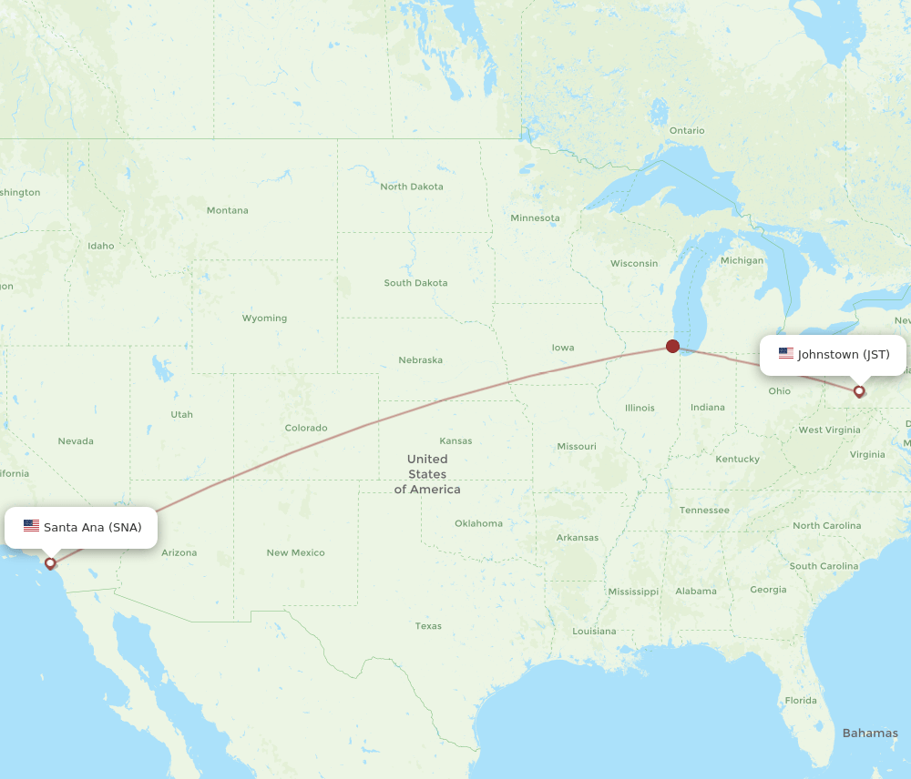 JST-SNA flight routes