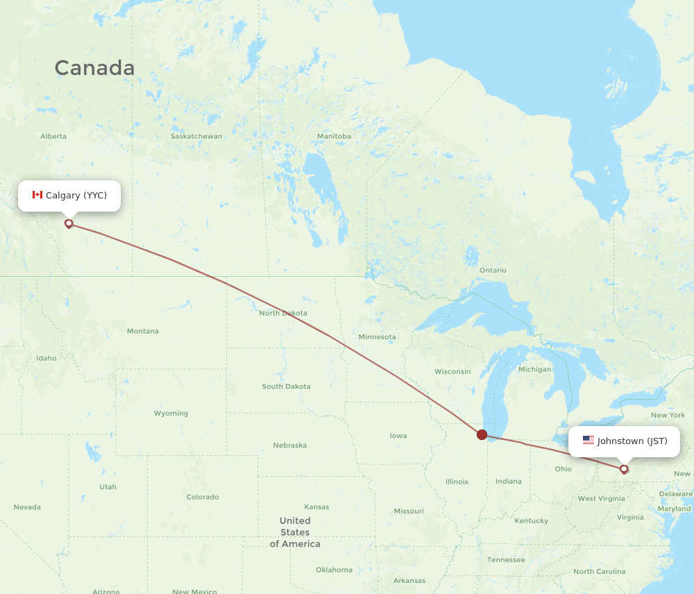 JST-YYC flight routes
