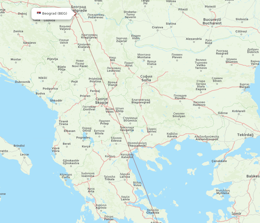 BEG to JSY flights and routes map