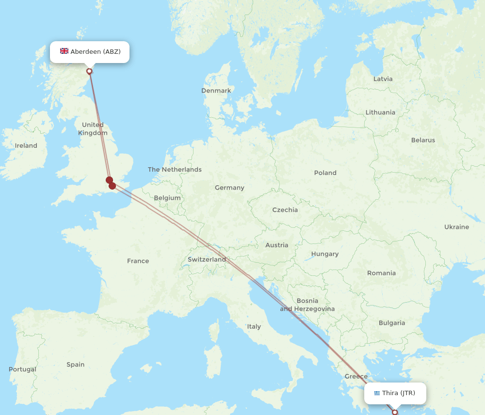 JTR to ABZ flights and routes map