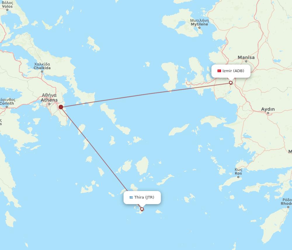 JTR to ADB flights and routes map