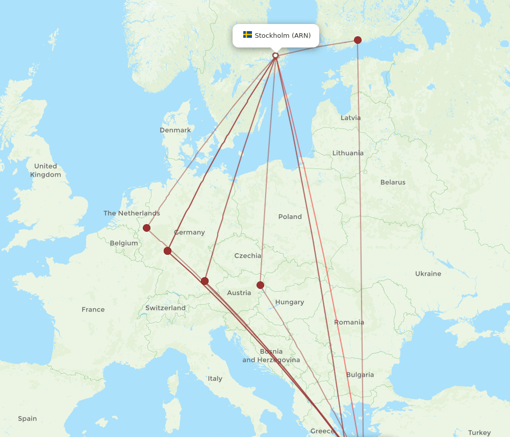 JTR to ARN flights and routes map