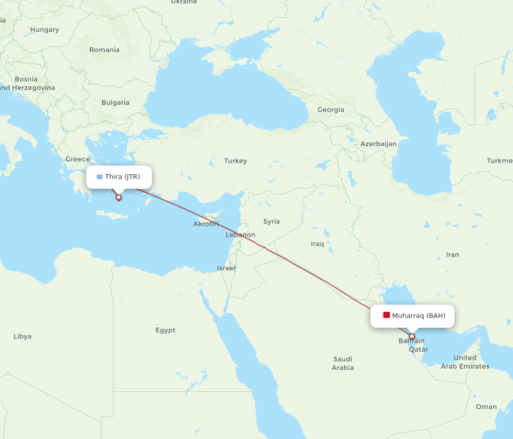 JTR to BAH flights and routes map