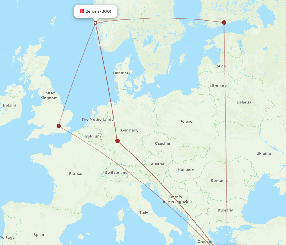 JTR-BGO flight routes