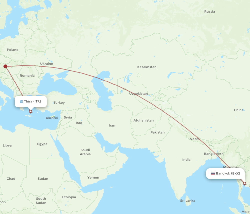 JTR-BKK flight routes