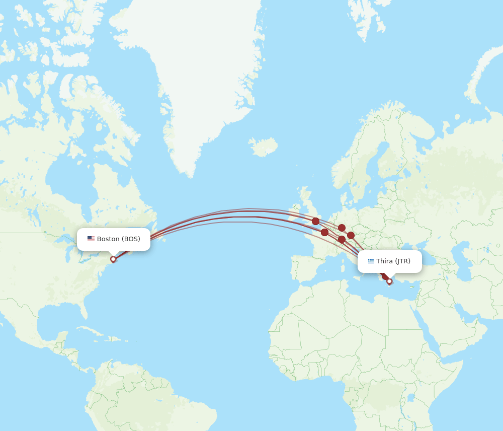 JTR-BOS flight routes