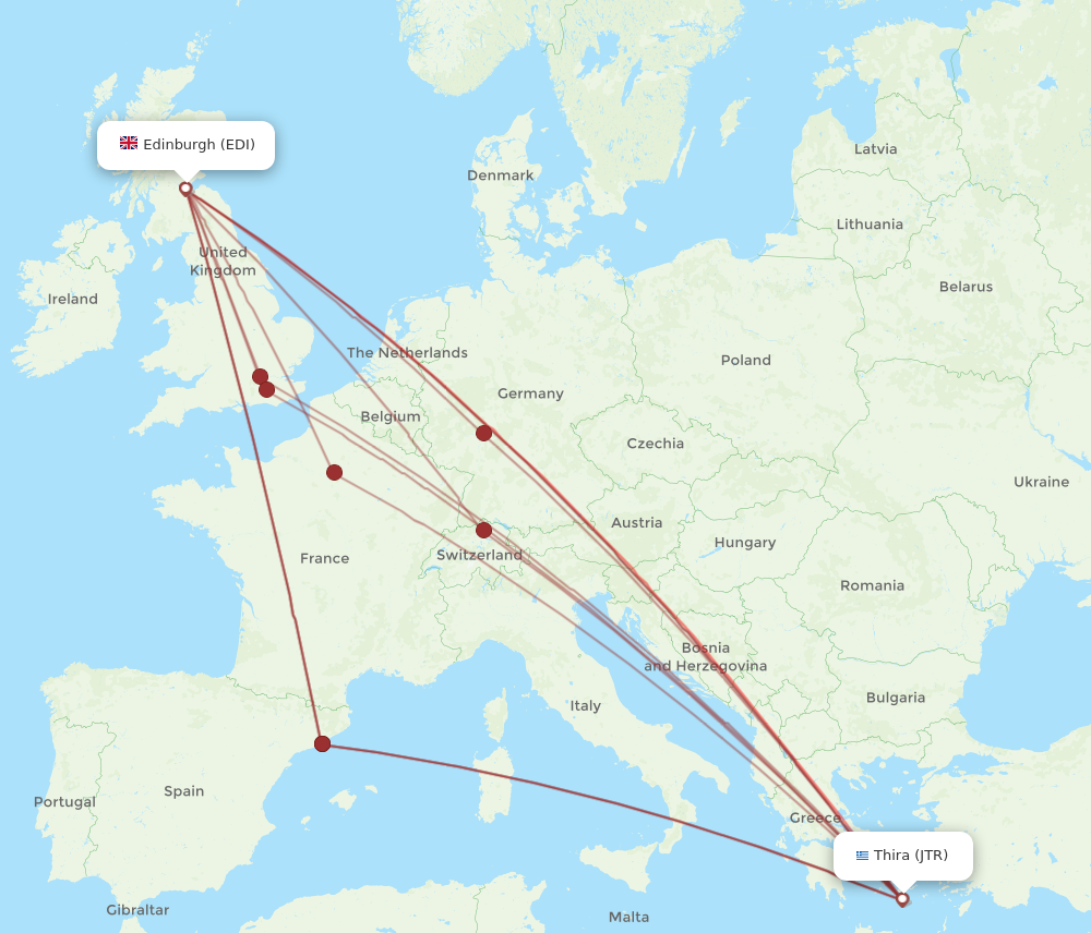 JTR to EDI flights and routes map