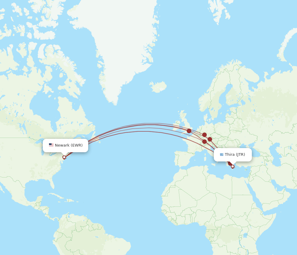 JTR-EWR flight routes