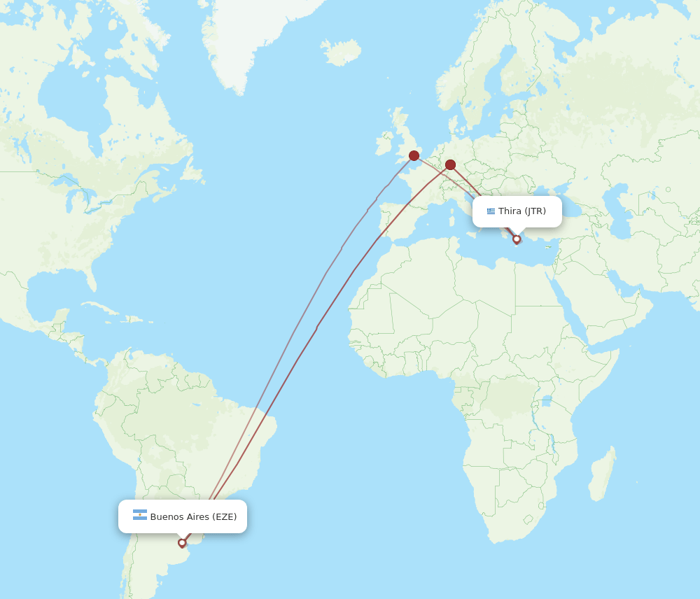 JTR to EZE flights and routes map