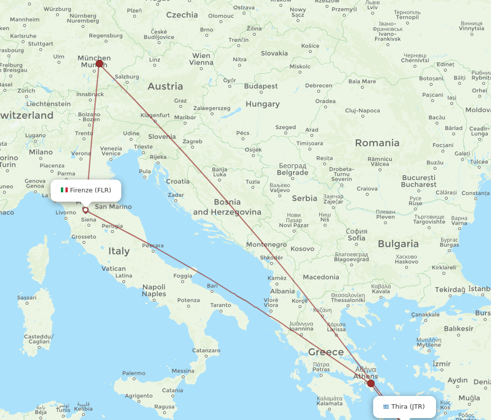 JTR to FLR flights and routes map