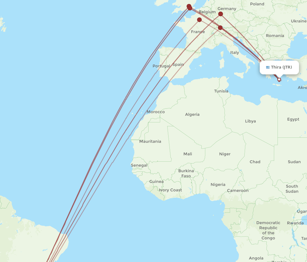 JTR-GRU flight routes