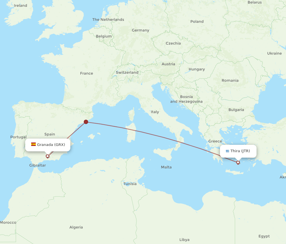 JTR to GRX flights and routes map