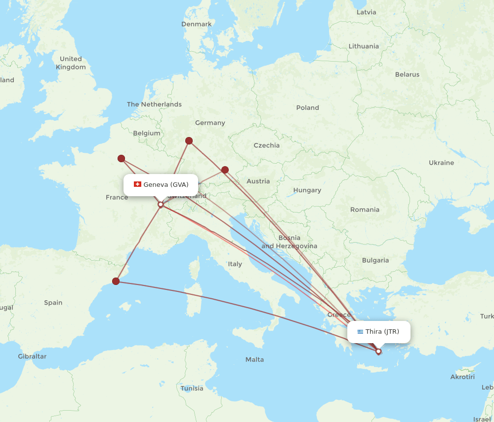 JTR-GVA flight routes