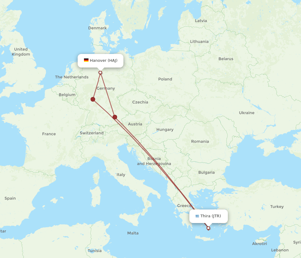 JTR-HAJ flight routes