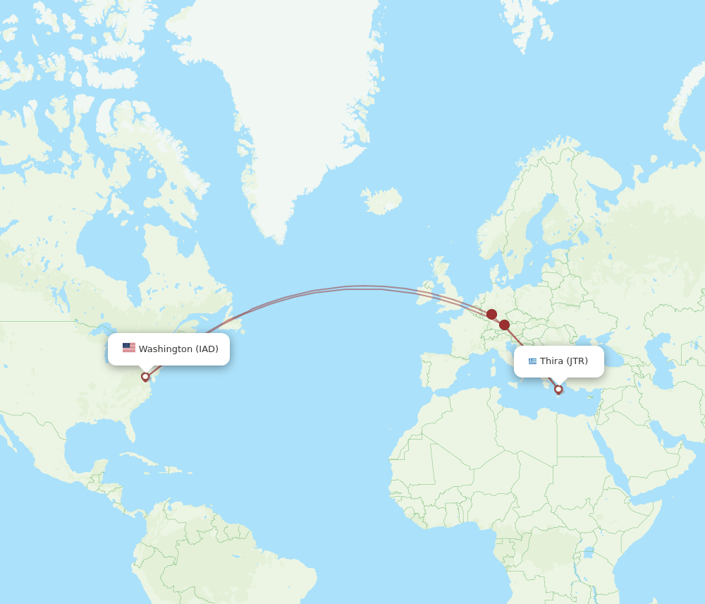 JTR to IAD flights and routes map