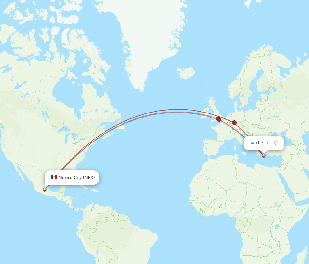 JTR to MEX flights and routes map