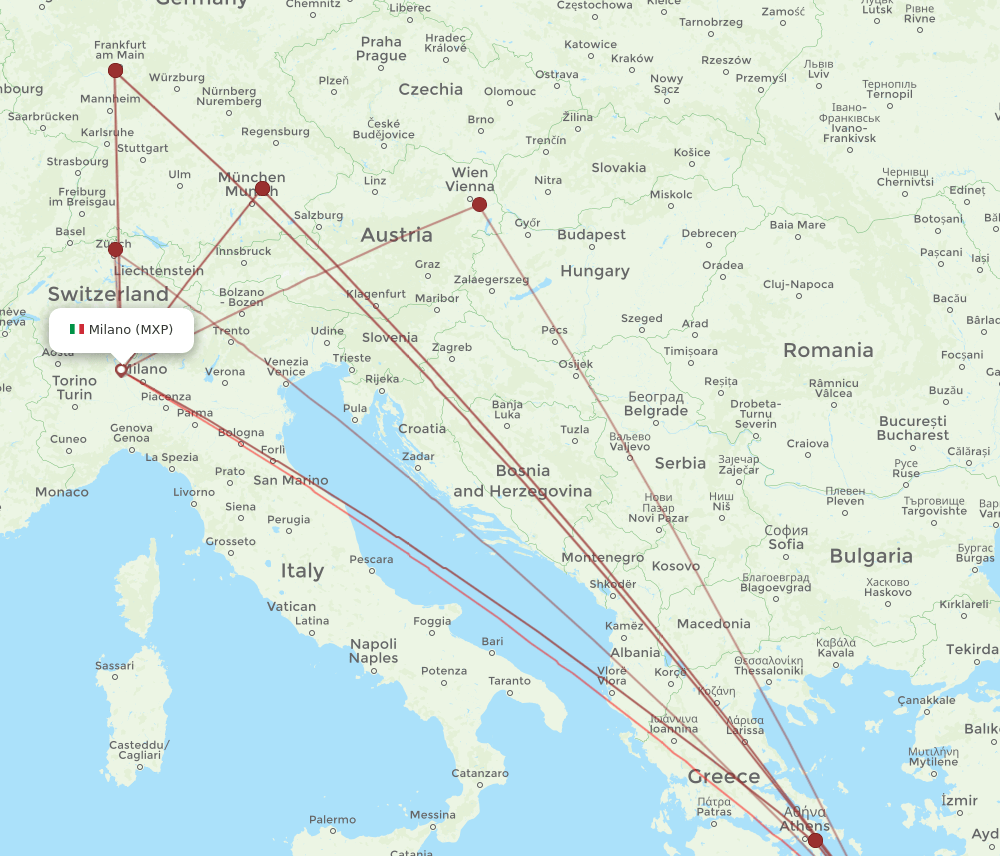 JTR to MXP flights and routes map