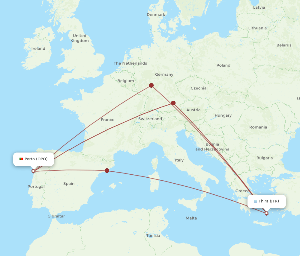 JTR-OPO flight routes