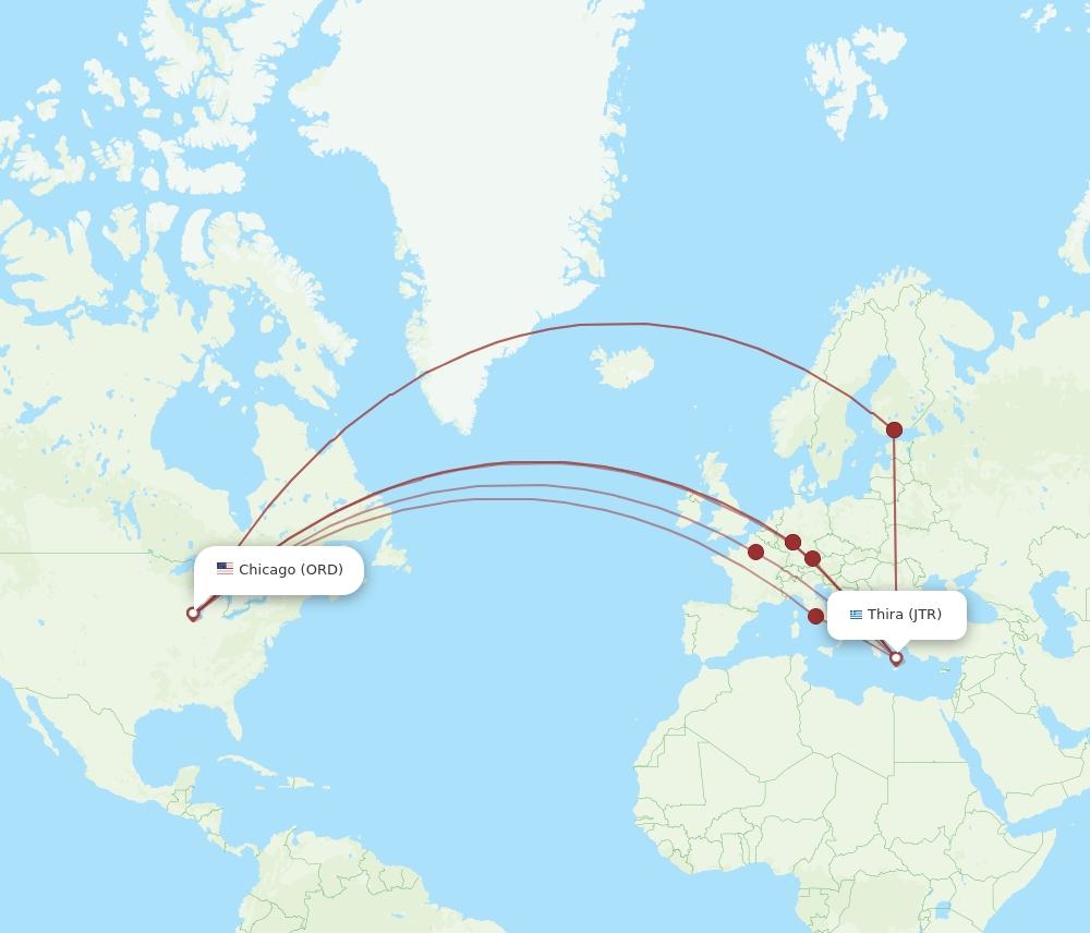 JTR-ORD flight routes