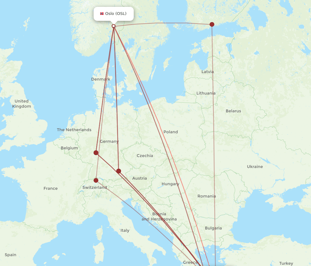 JTR-OSL flight routes
