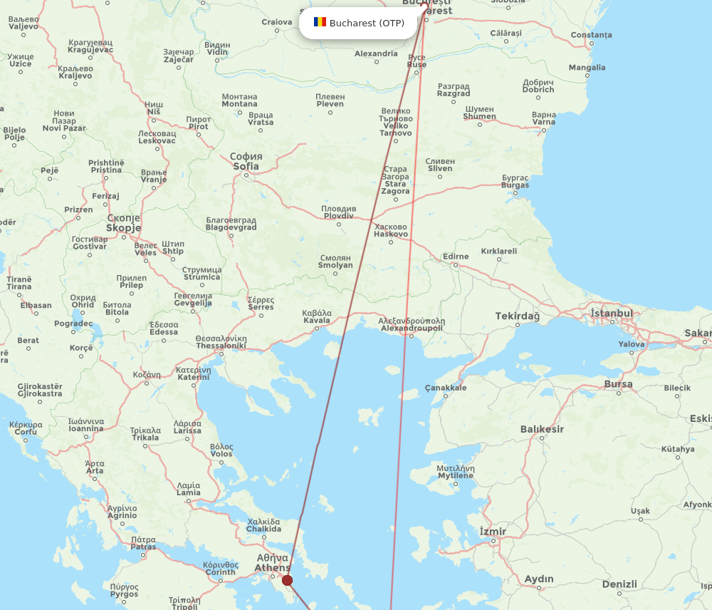 JTR to OTP flights and routes map