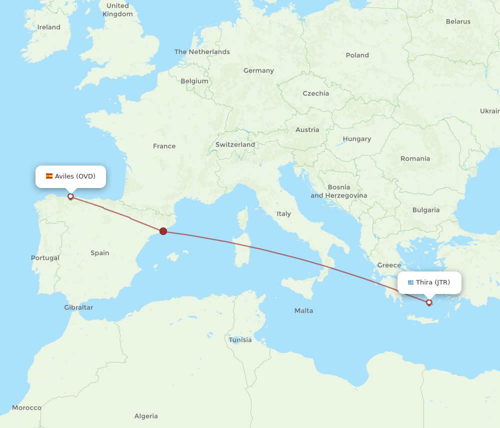 JTR-OVD flight routes