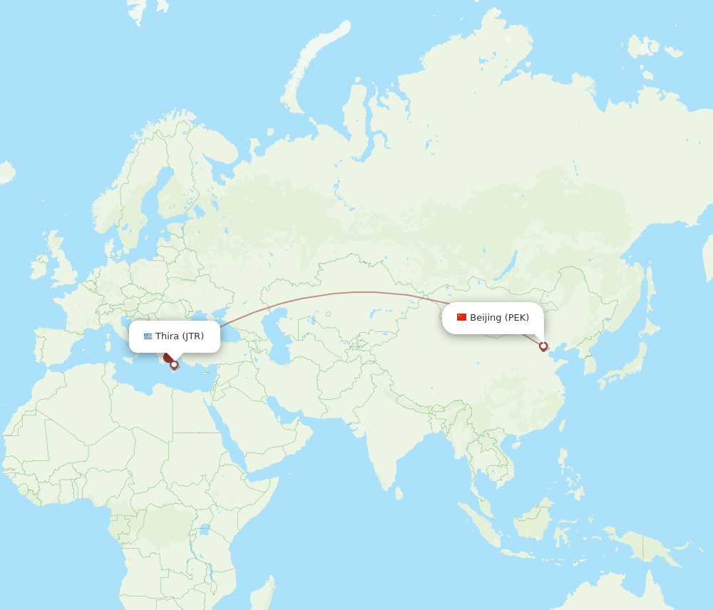 JTR-PEK flight routes