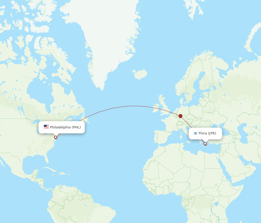 JTR-PHL flight routes