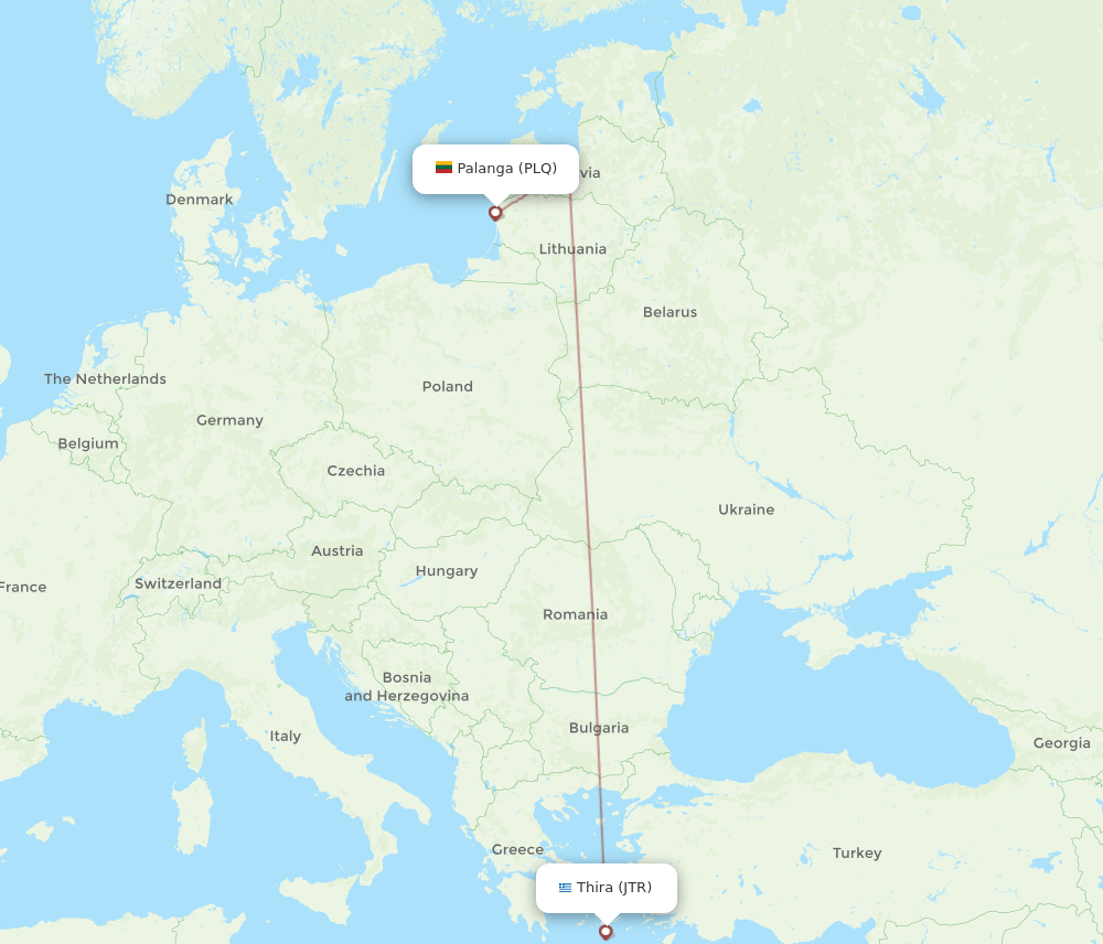 PLQ to JTR flights and routes map