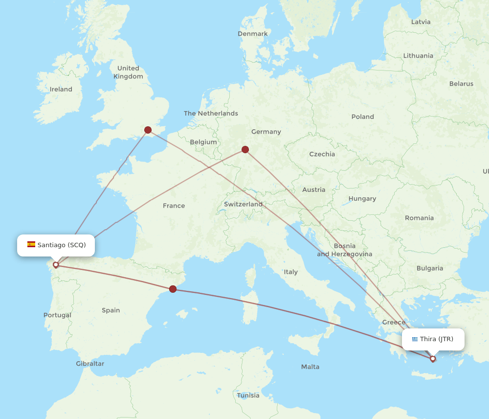 JTR-SCQ flight routes