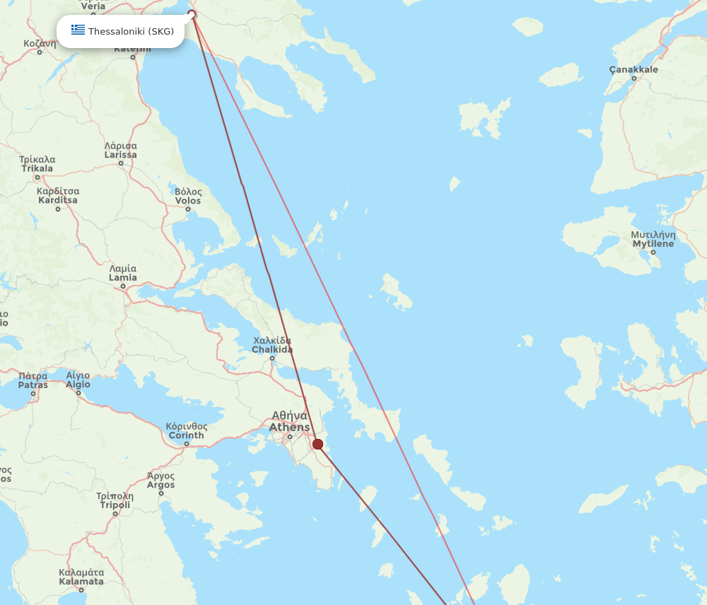 JTR to SKG flights and routes map