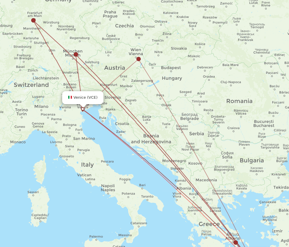 JTR to VCE flights and routes map