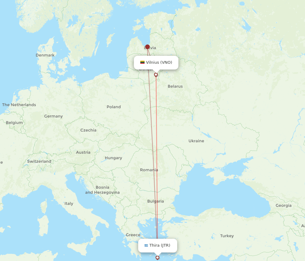 JTR-VNO flight routes