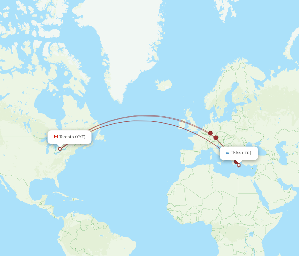 JTR-YYZ flight routes