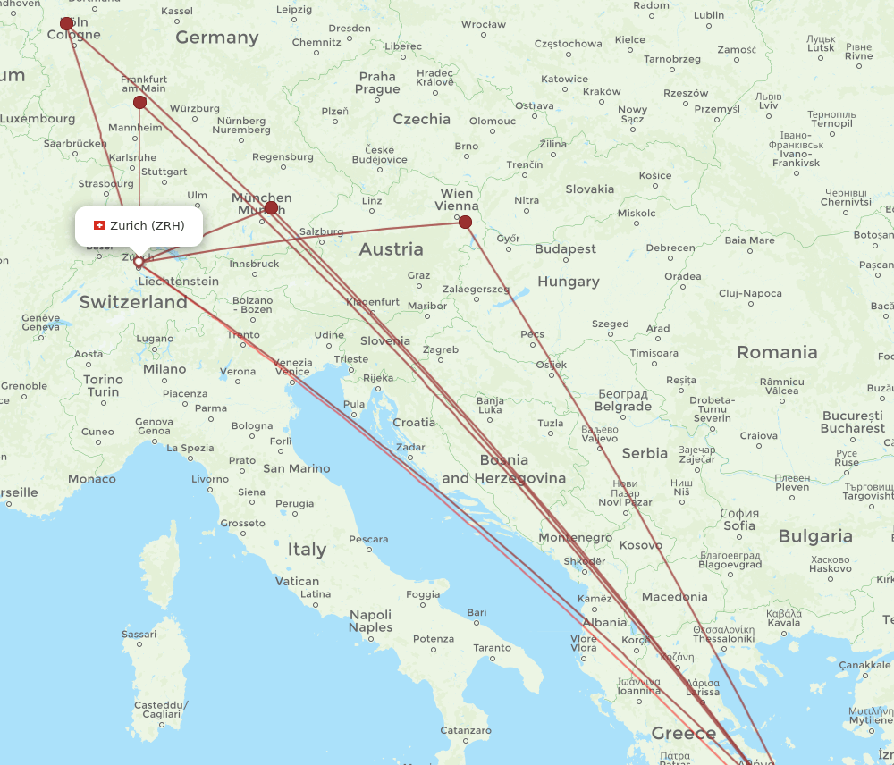 JTR-ZRH flight routes