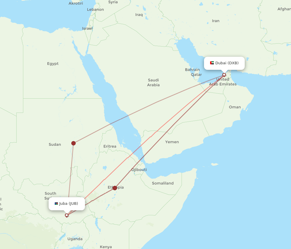 JUB-DXB flight routes