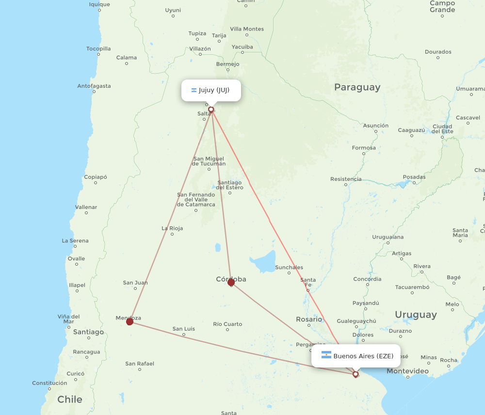 JUJ to EZE flights and routes map