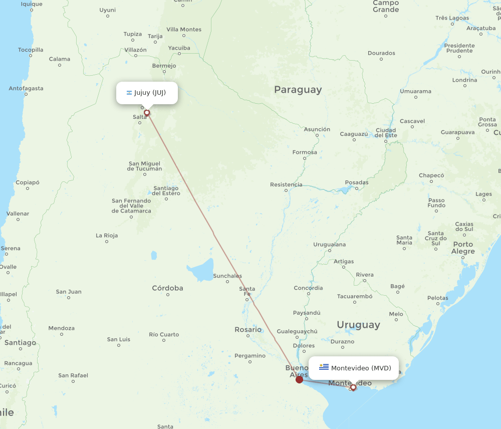 JUJ-MVD flight routes