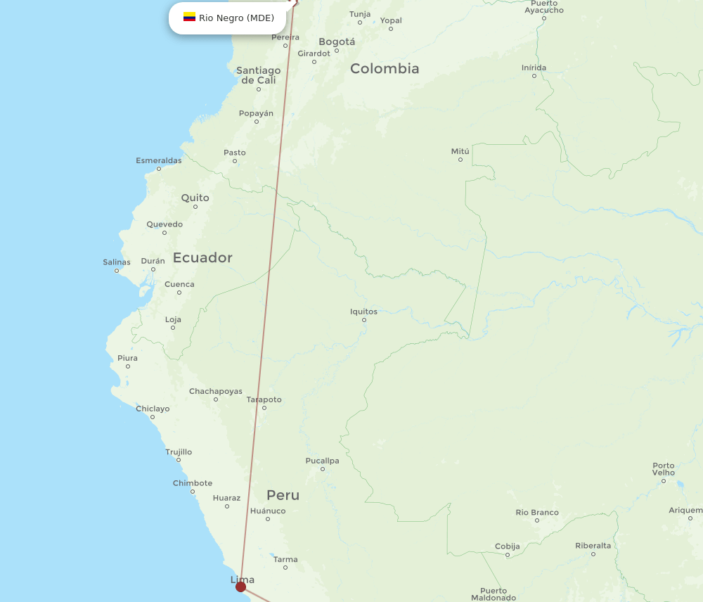 Medellin - Juliaca route map and flight paths