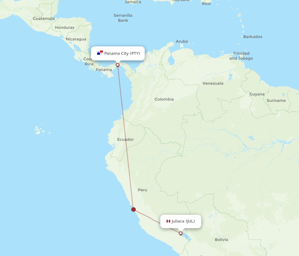 JUL-PTY flight routes