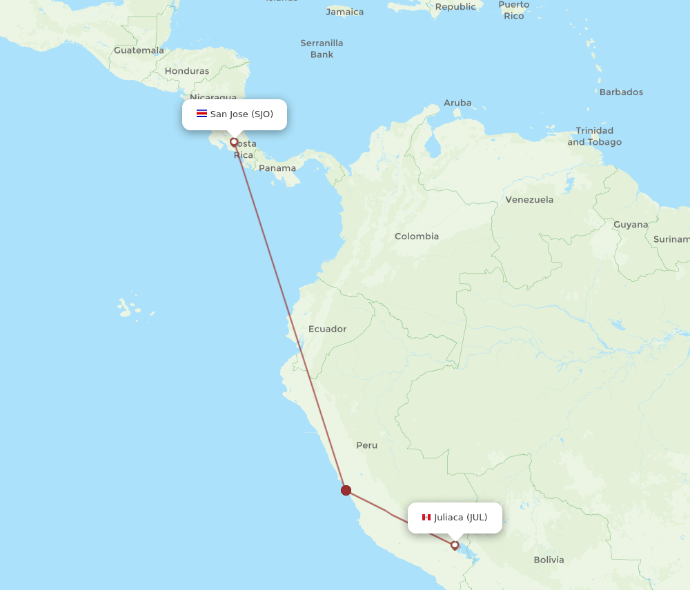 JUL-SJO flight routes