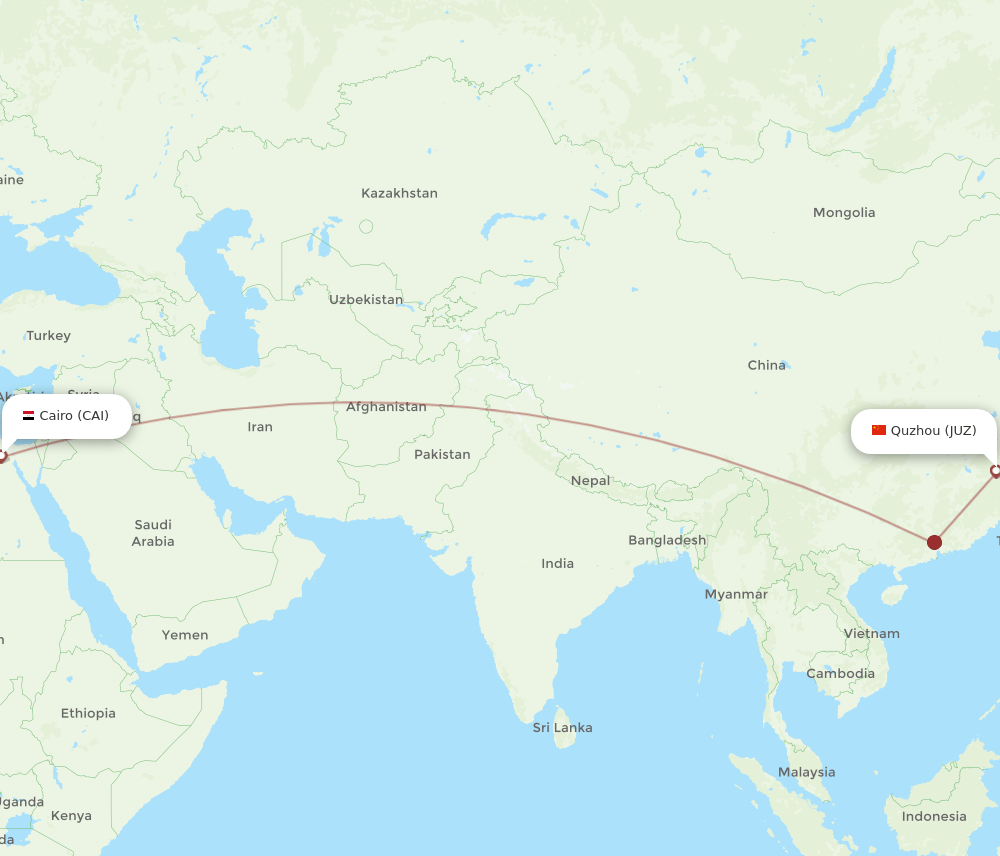 CAI to JUZ flights and routes map