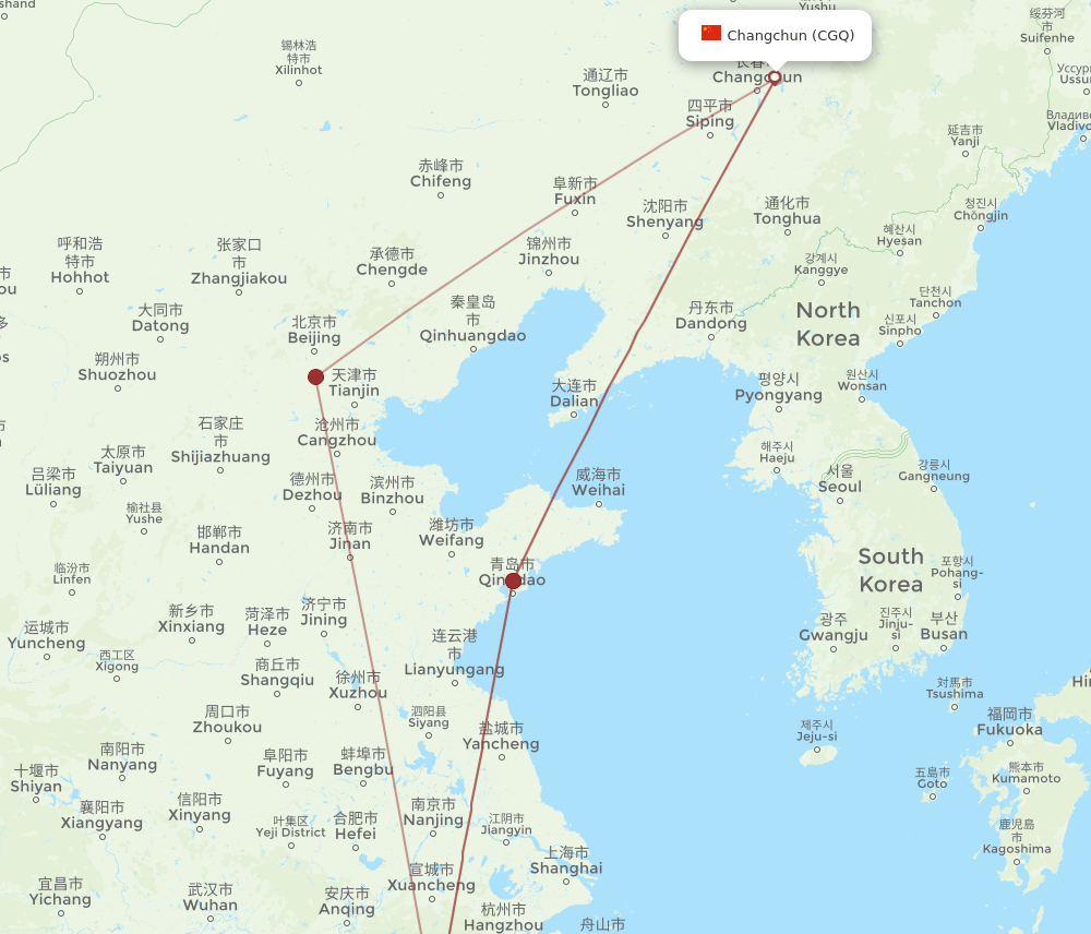 JUZ-CGQ flight routes