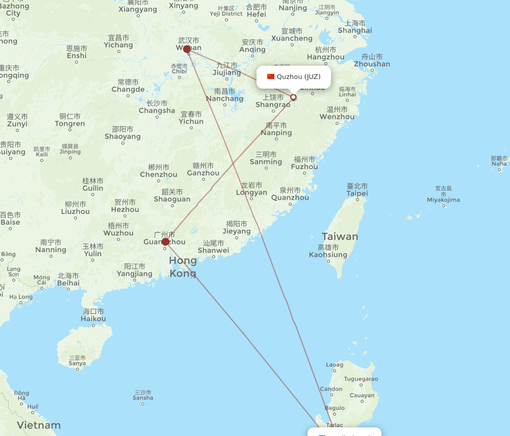 MNL to JUZ flights and routes map